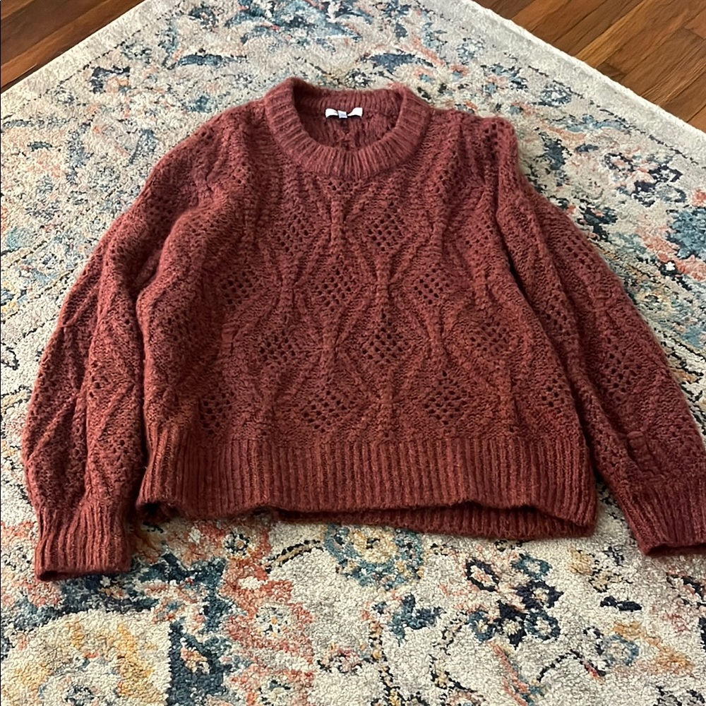 Women's Cable Knit Sweater - Rust